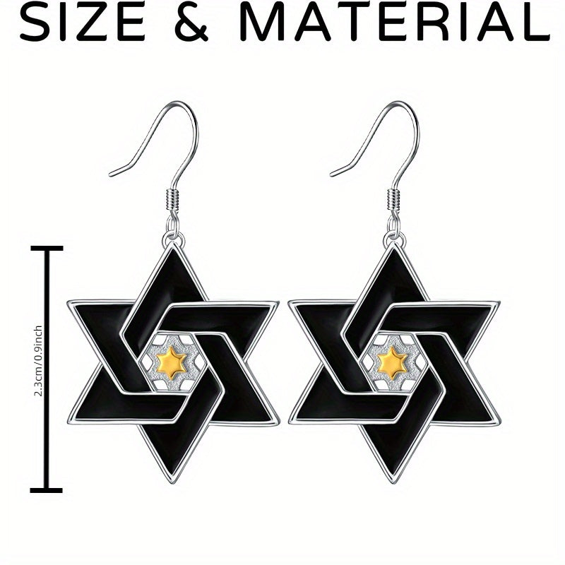 1 pair Exquisite Fashion Hexagonal Star Pendant Necklace for Men Classic Jewish Israeli Pendant Necklace Jewelry Gifts for Men Women