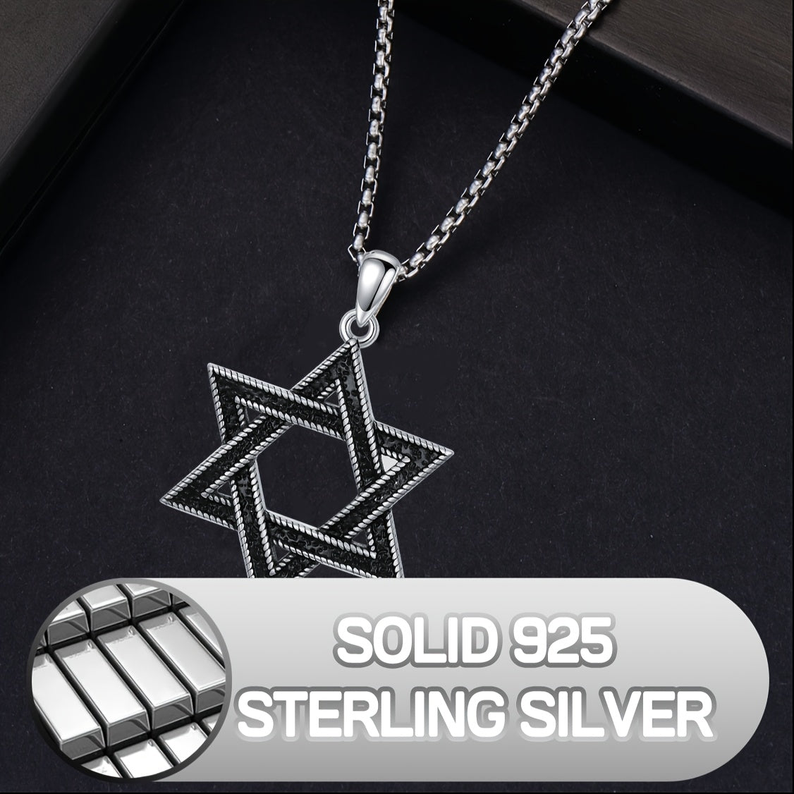 David's Star Necklace for Men 925 Sterling Silvery David's Star Pendant David's Star Necklace Jewish Star Pendant Jewelry Men's Gift