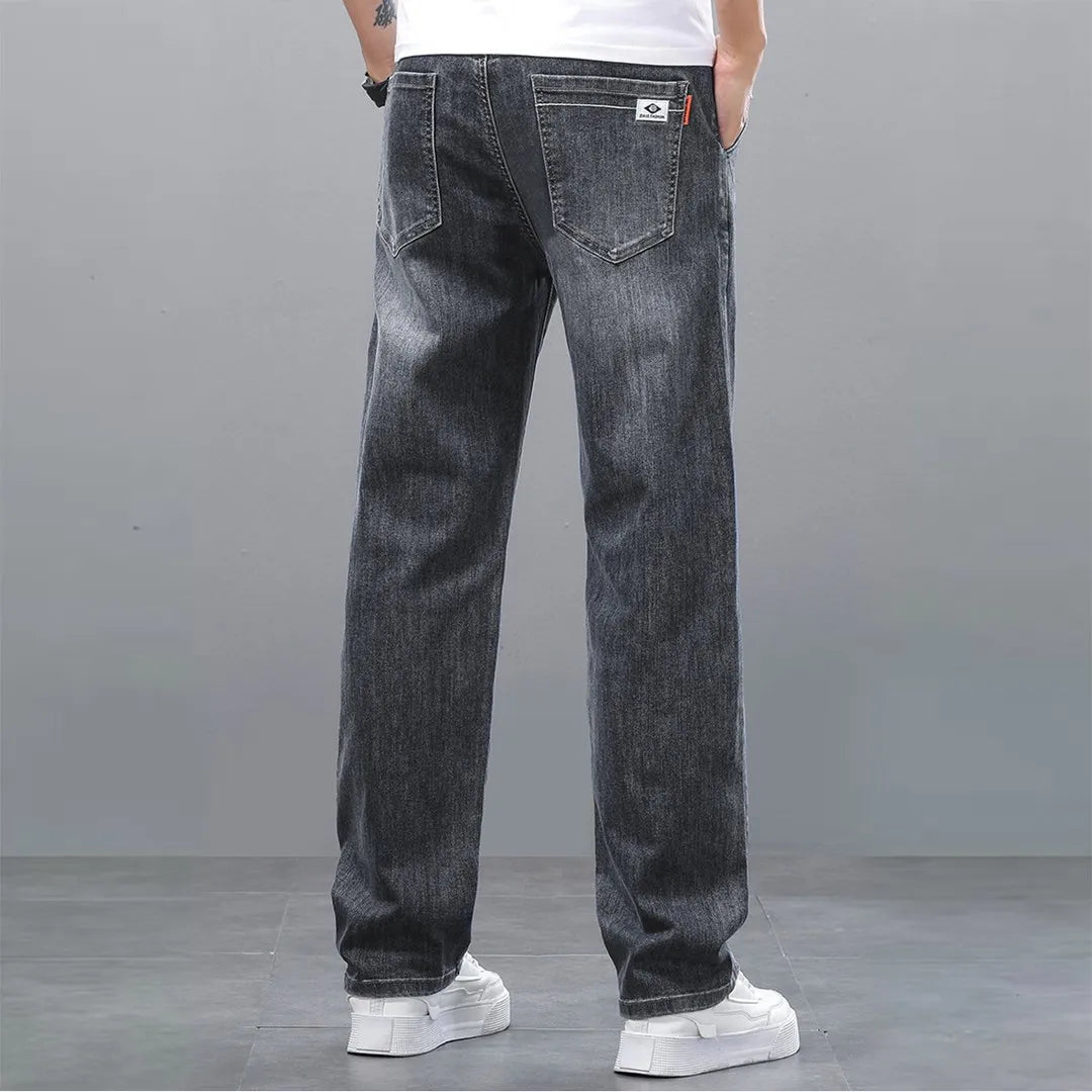 2026 Brand Spring Autumn Slim Men's Jeans Casual Breathable Cotton Fabric Stretch Denim Pants Blue Trousers Male Plus Size