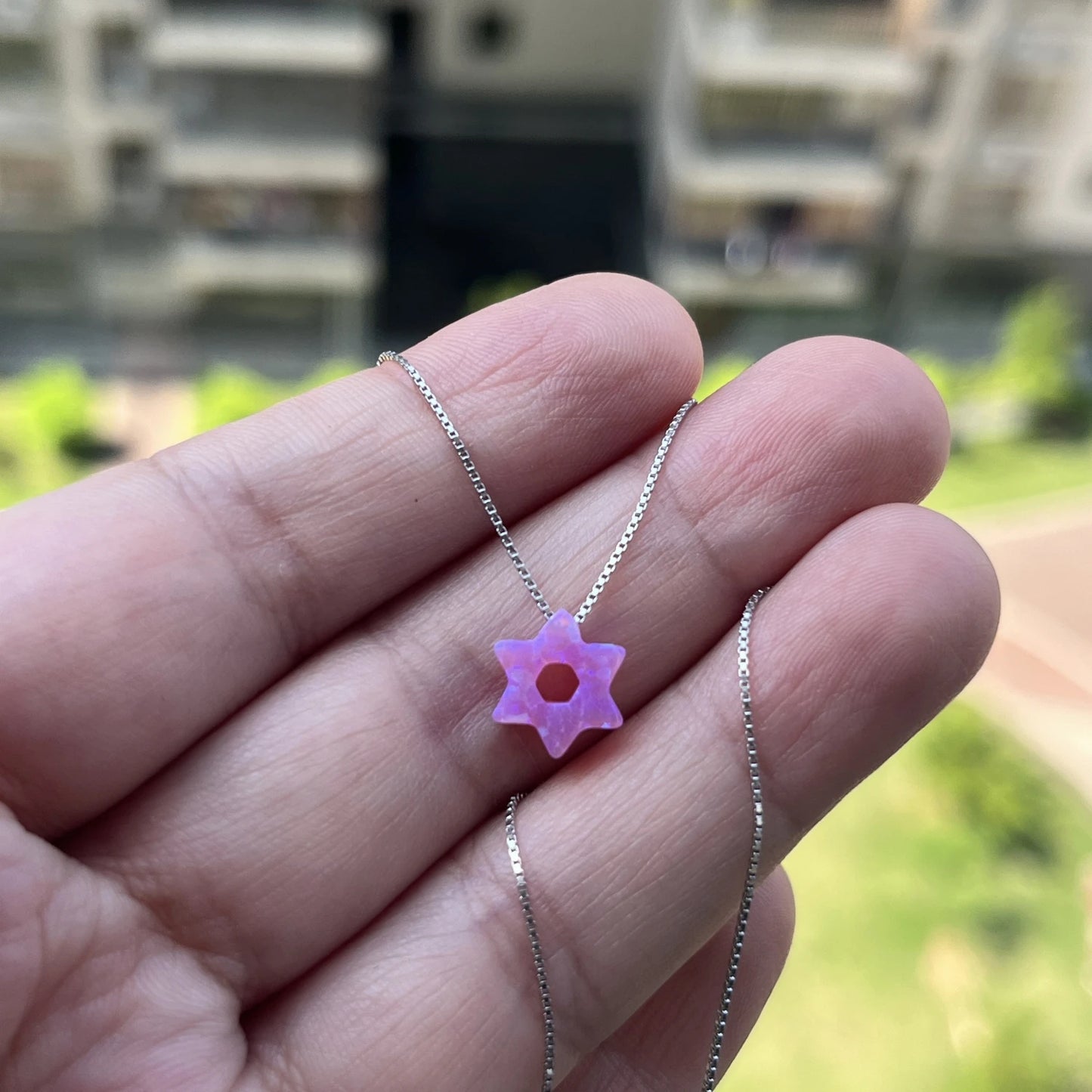 (1pc/lot) New Fashion 10mm dark blue/white Jewish Star of David with Hollow Opal Necklace Women opal jewelry for gift