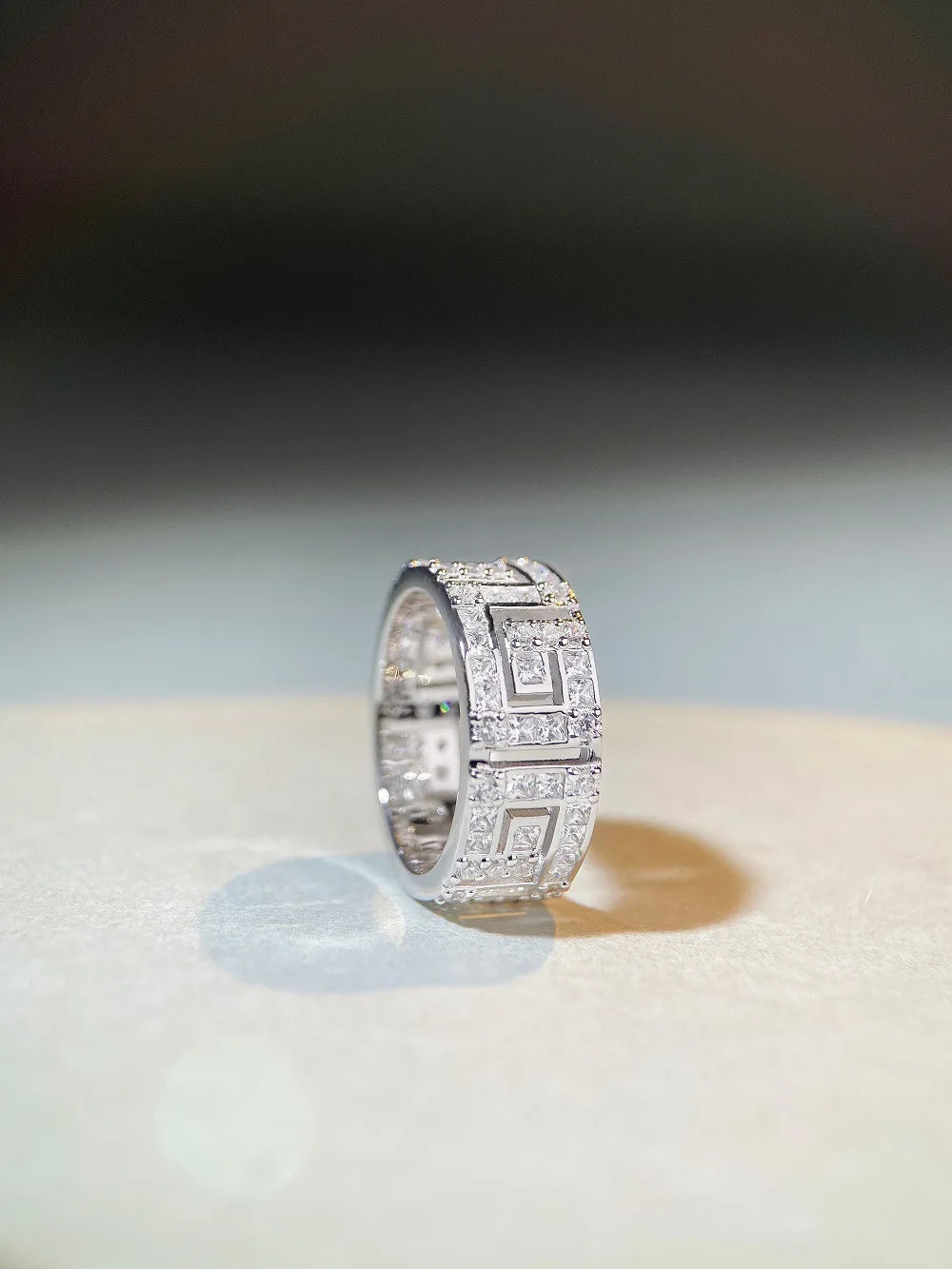 Luxury Solid 18K white gold and platinum PT950 couple ring men Moissanite Diamond Ring full diamond ring