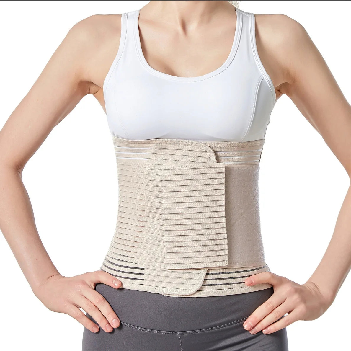 Abdominal Binder for Men & Women – Post Surgery Belly Band Adjustable Compression Wrap Belly Binder Abdomen Hernia Support Belt