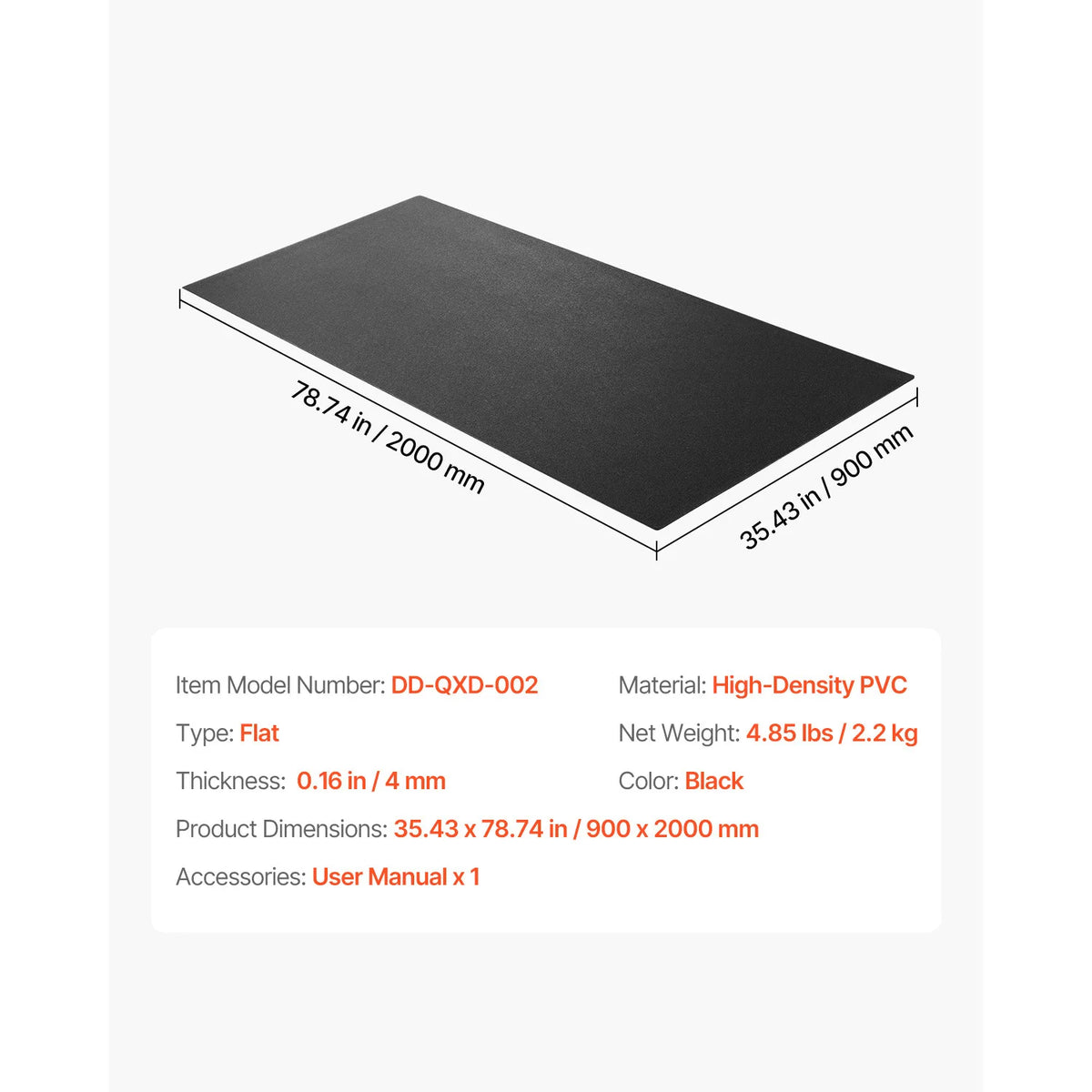Treadmill Mat for Carpet Floor Thickness High Density PVC Waterproof Non-slip Mat for Elliptical Home Gym