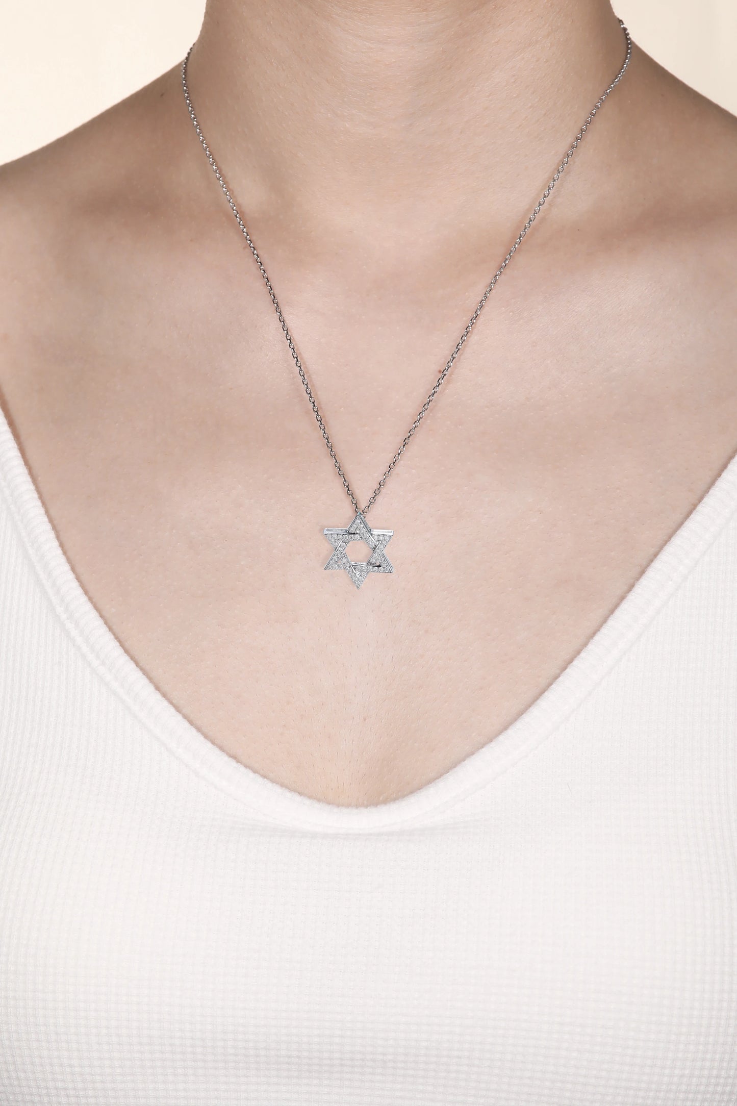 David Star Moissanite Pendant Necklace S925 Pure Silver Twisted Rope Chain Adjustable Fashion Style Exquisite Jewelry