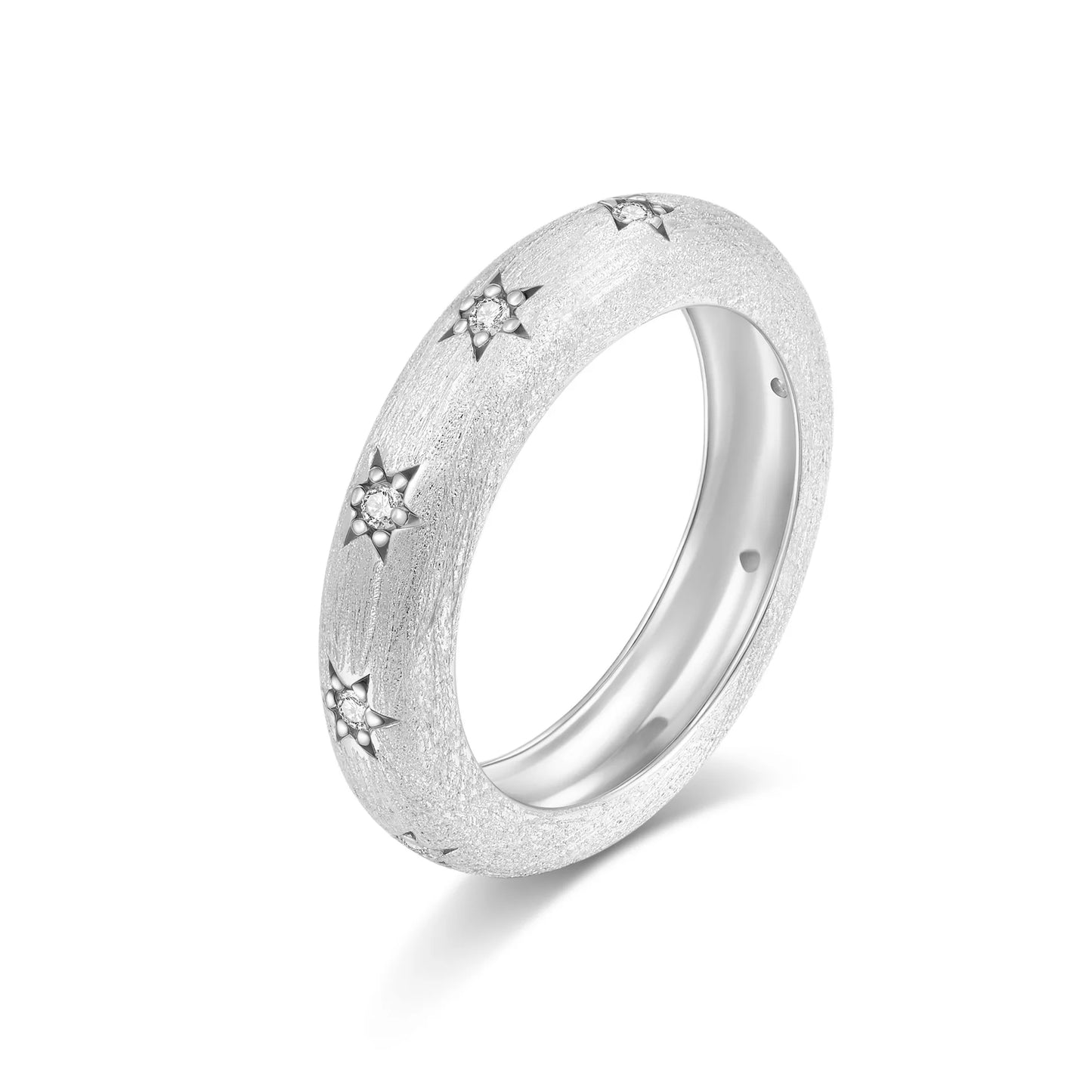 Luxurious 14K Gold Ring Brushed Star for Women Platinum Pt950 Rings Fine Jewelry Gift