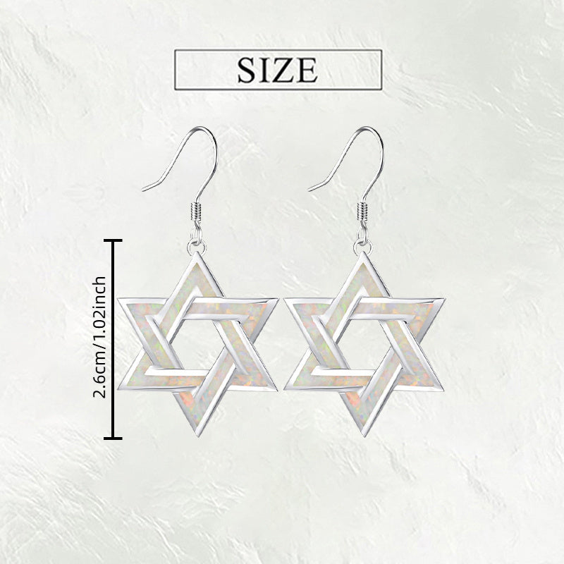 2pcs Elegant Star-Shaped Earrings with Iridescent Opaline Finish - White Golden-Plated Geometric Design for Valentine's Day, Birthdays, Anniversaries - Perfect Gift for Women, Family & Friends, Cute Earrings, Celebration Jewe