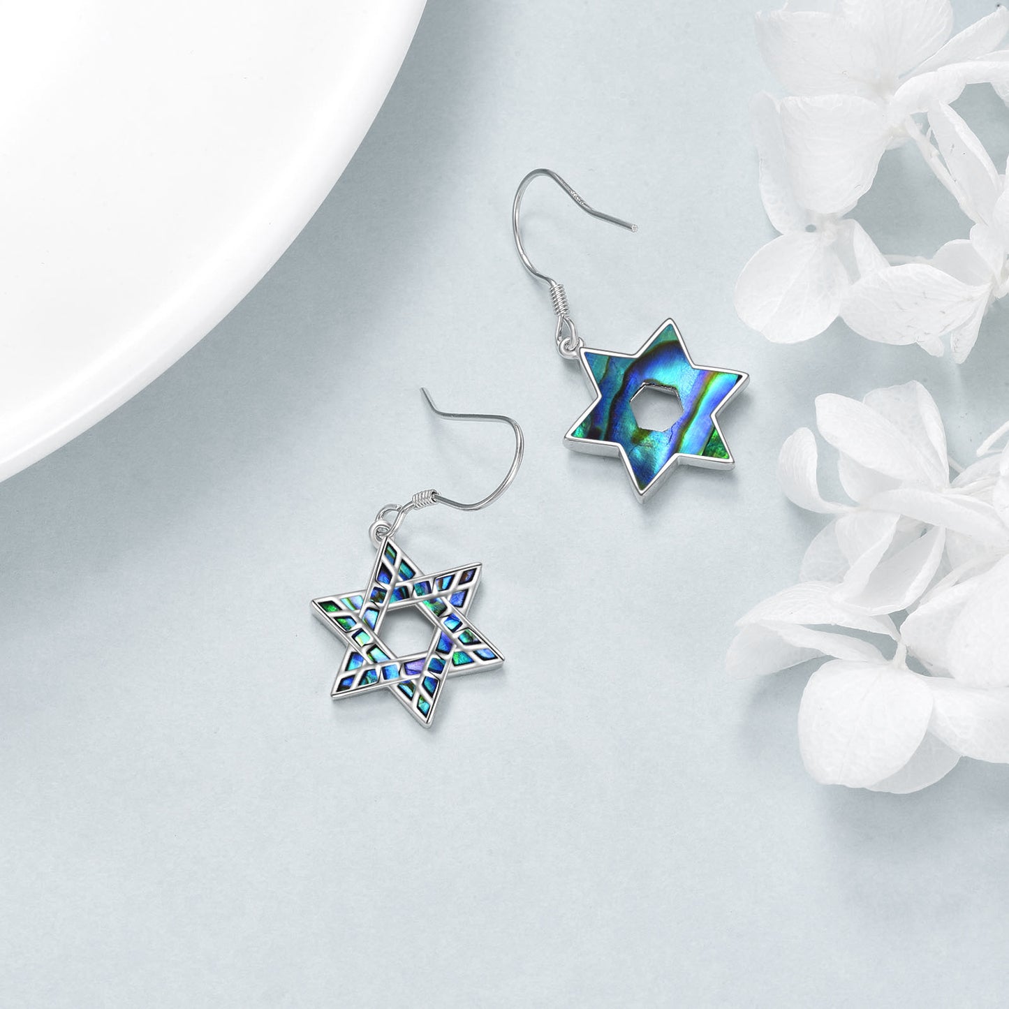 Star of David Earrings 925 Sterling Silvery Star Dangle Earrings for Women Mother Sister Friend