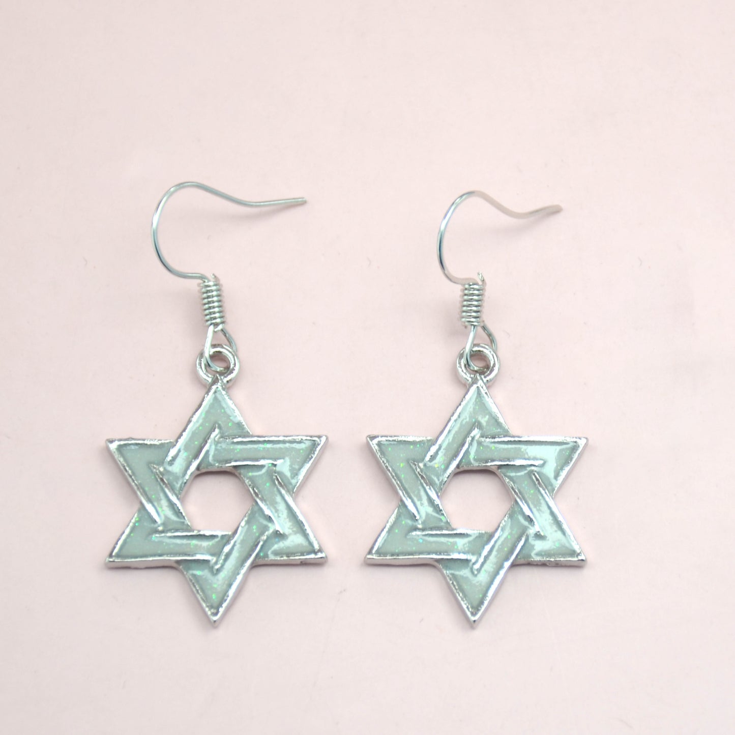 2pcs Elegant Star-Shaped Earrings with Iridescent Opaline Finish - White Golden-Plated Geometric Design for Valentine's Day, Birthdays, Anniversaries - Perfect Gift for Women, Family & Friends, Cute Earrings, Celebration Jewe