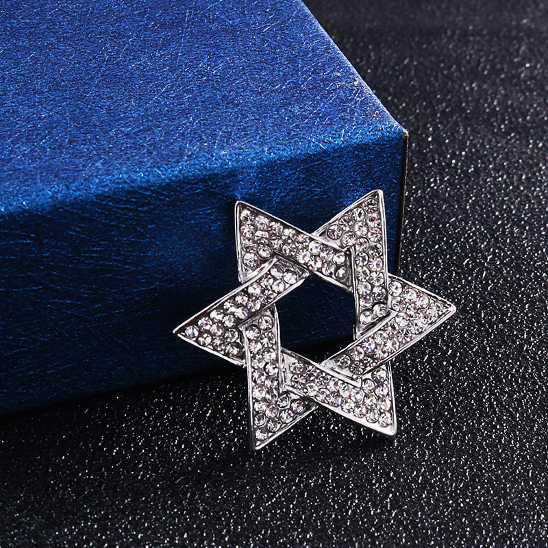 1pc Bohemian Party Style Hexagonal Star Brooch - Sparkling Golden-Tone Alloy Pin for Easter, Daily Wear & Beach Parties, Versatile Year-Round Accessory - Tonic Funky Things