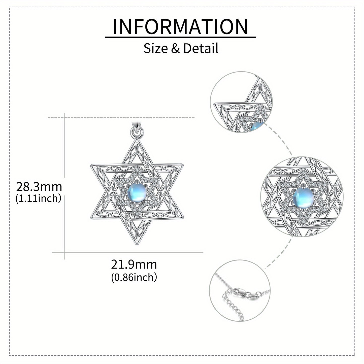 Star of David Necklace for Women Mom 925 Sterling Silver Magen Star of David Messianic Jewish Valentines Day Jewelry Gifts for Women Mom