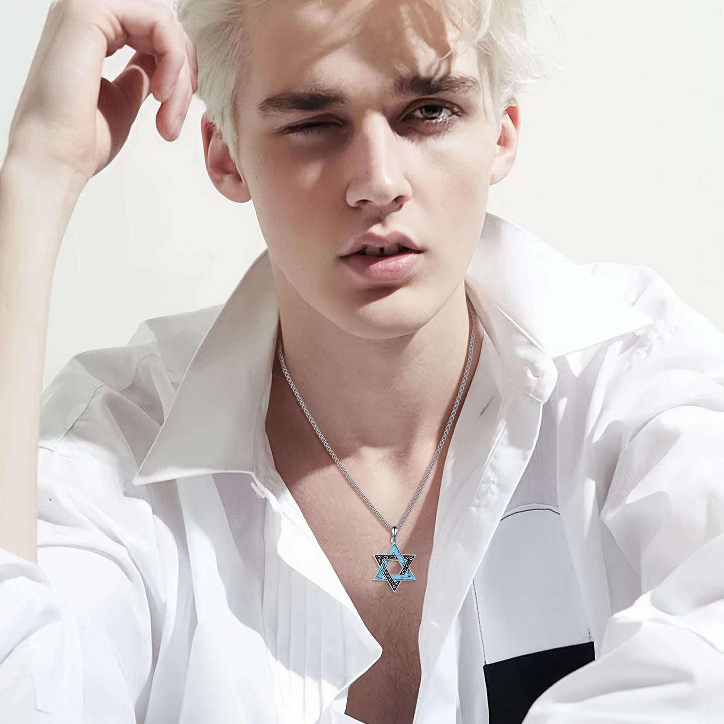 Star Of David Necklace for Men S925 Sterling Silvery Jewish David Star Pendant Necklace Jewish Star Jewelry for Women Men