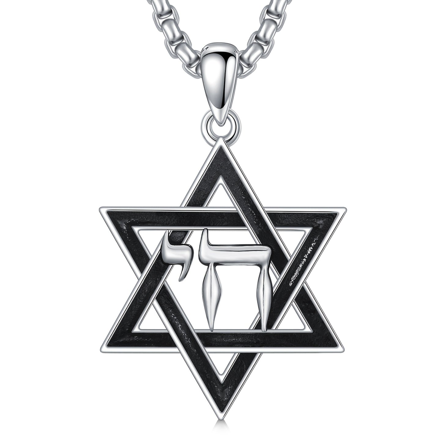 Star Of David Necklace S925 Sterling 925 Silver Chai Pendant Necklace Jewish Star Jewelry for Men, Women
