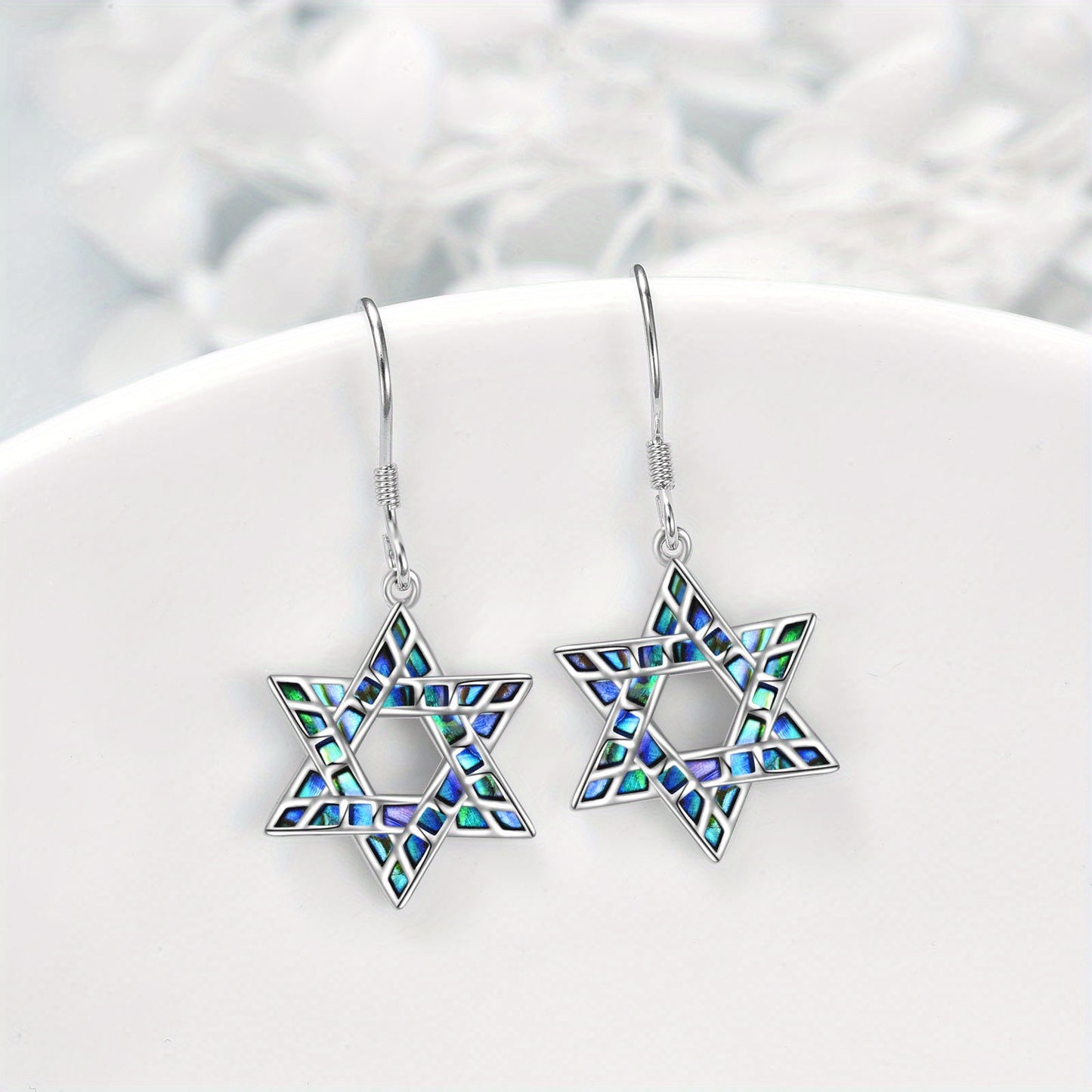 Star of David Earrings 925 Sterling Silvery Star Dangle Earrings for Women Mother Sister Friend