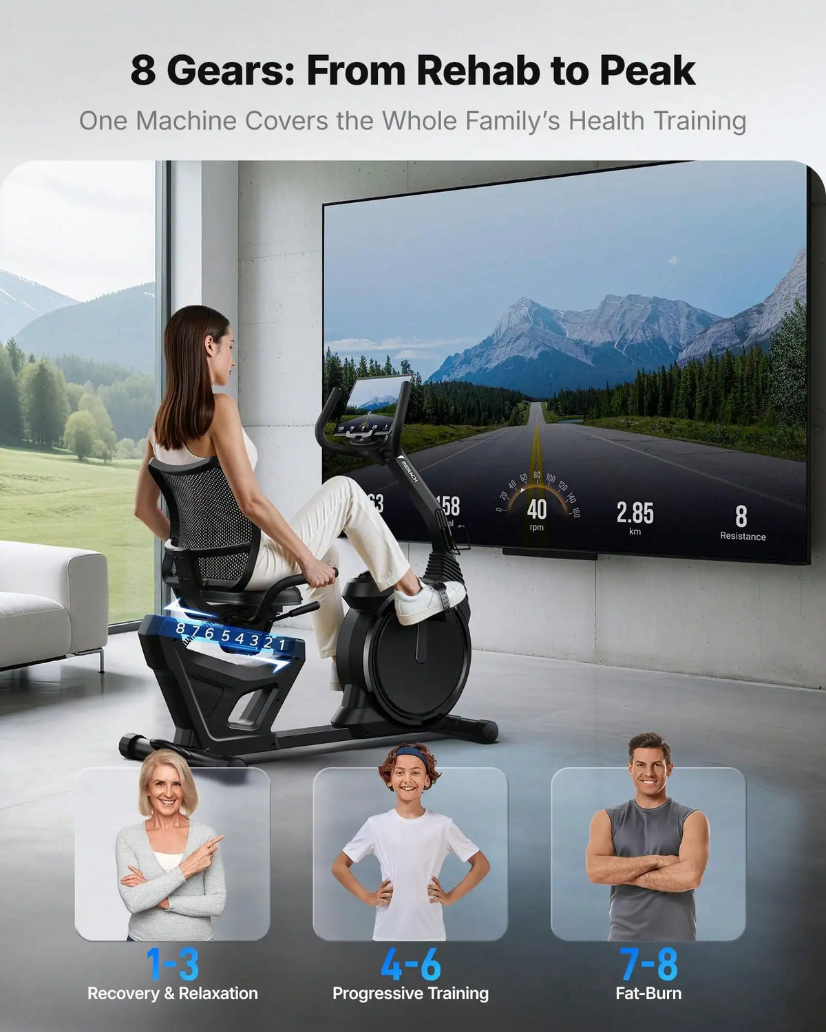 S19 Recumbent Exercise Bikes for Home High-end Recumbent Bike 330 lbs Weight Capacity Fitness Bike for Seniors Adults Magnetic Recumbent Stationary Bike Heart Rate Handle Adjustable Seat