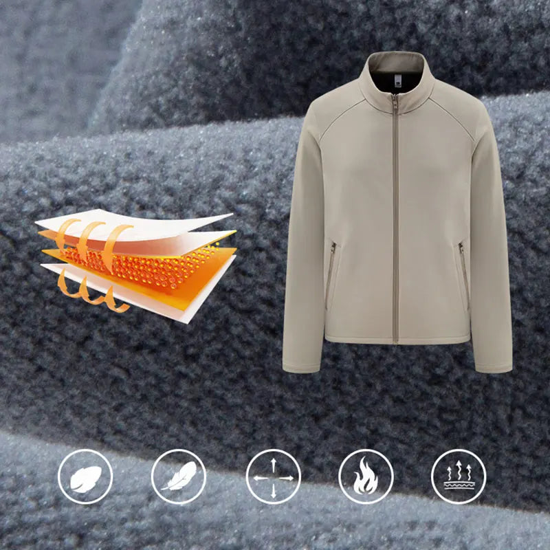 Autumn Winter Fleece Jacket Breathable Warm Comfortable Men Sport Stand Collar Jacket Warm Outdoor Sports Running Fitness Jacket