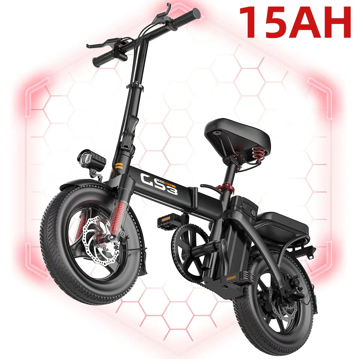 GS3 14inch Lightweight Folding Electric Bike for Adults 48V 15AH 500W Motor Electric Bicycle 25KM/H Max Speed City Style E-bike