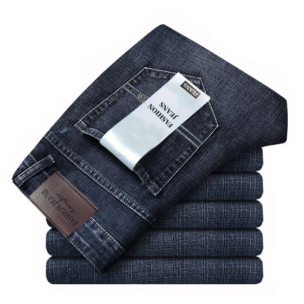 2026 New Style Business Men's Jeans Casual Straight Stretch Fashion Classic Blue Black Work Pant Denim-like Trousers Male Clothing