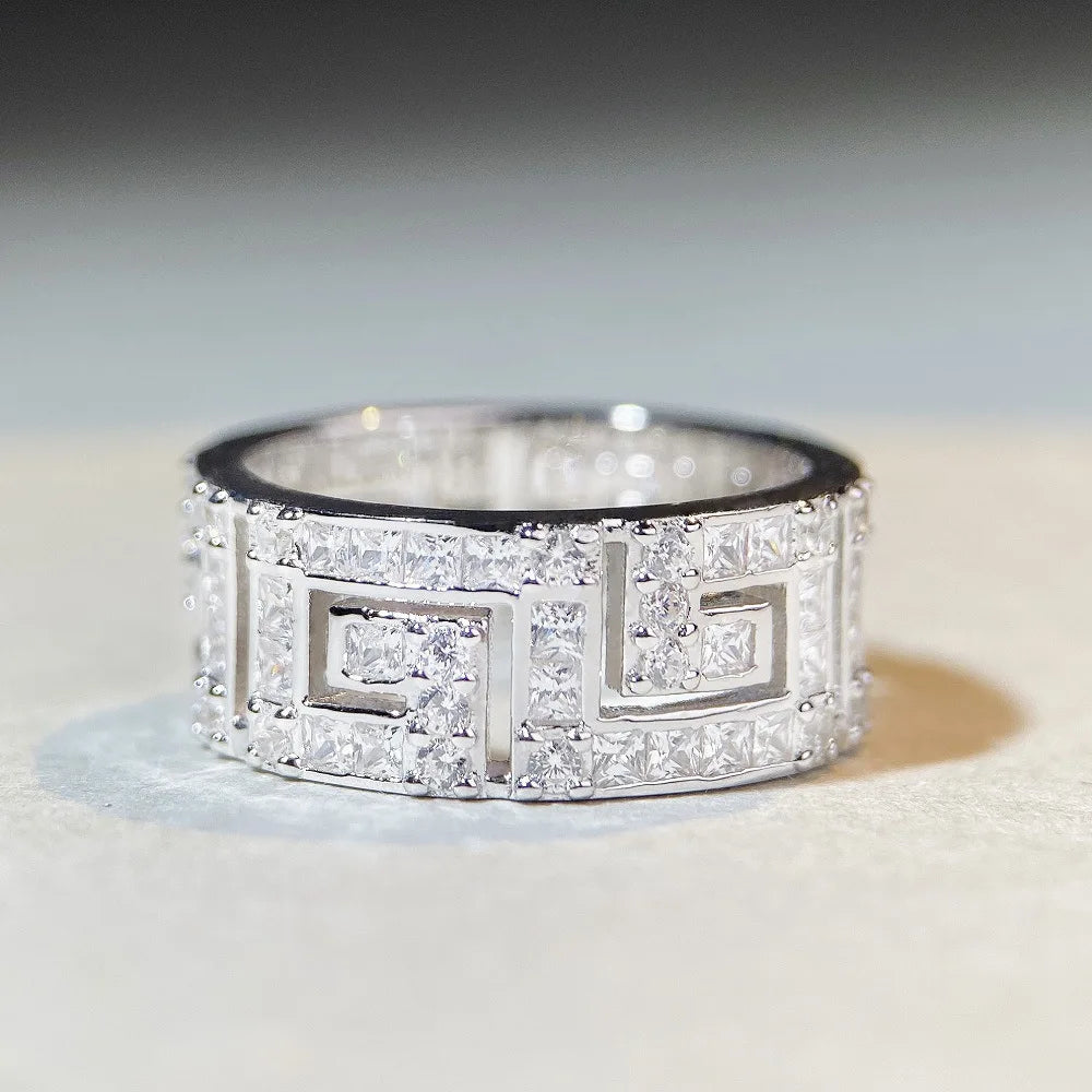 Luxury Solid 18K white gold and platinum PT950 couple ring men Moissanite Diamond Ring full diamond ring