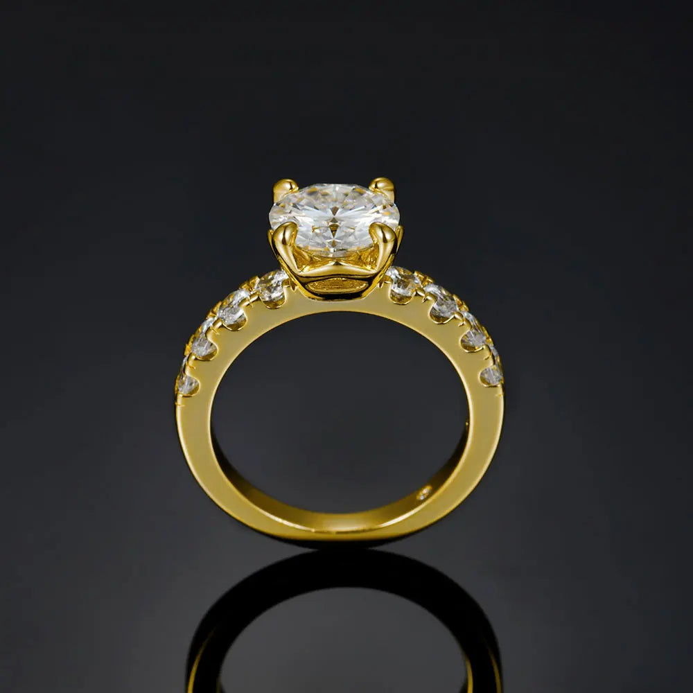S925 Silver Round Cut Moissanite For Women's Ring Elegant and Romantic Engagement Wedding Promise Anniversary Gift Unique Jewelr