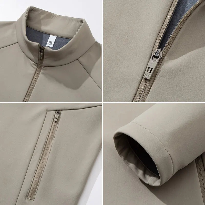 Autumn Winter Fleece Jacket Breathable Warm Comfortable Men Sport Stand Collar Jacket Warm Outdoor Sports Running Fitness Jacket