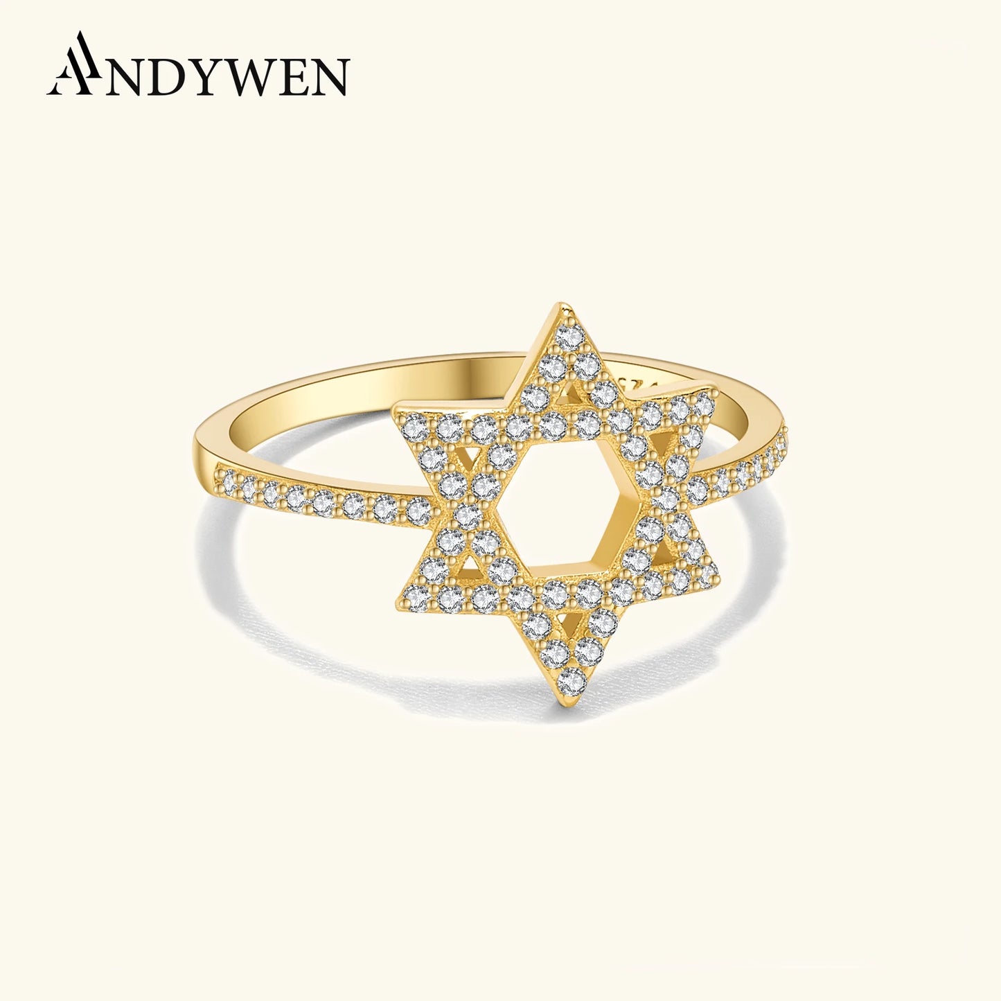 925 Sterling Silver Star of David Ring Pave CZ Dazzling Zircon Design 2025 Fine Elegant Jewelry for Party/Daily