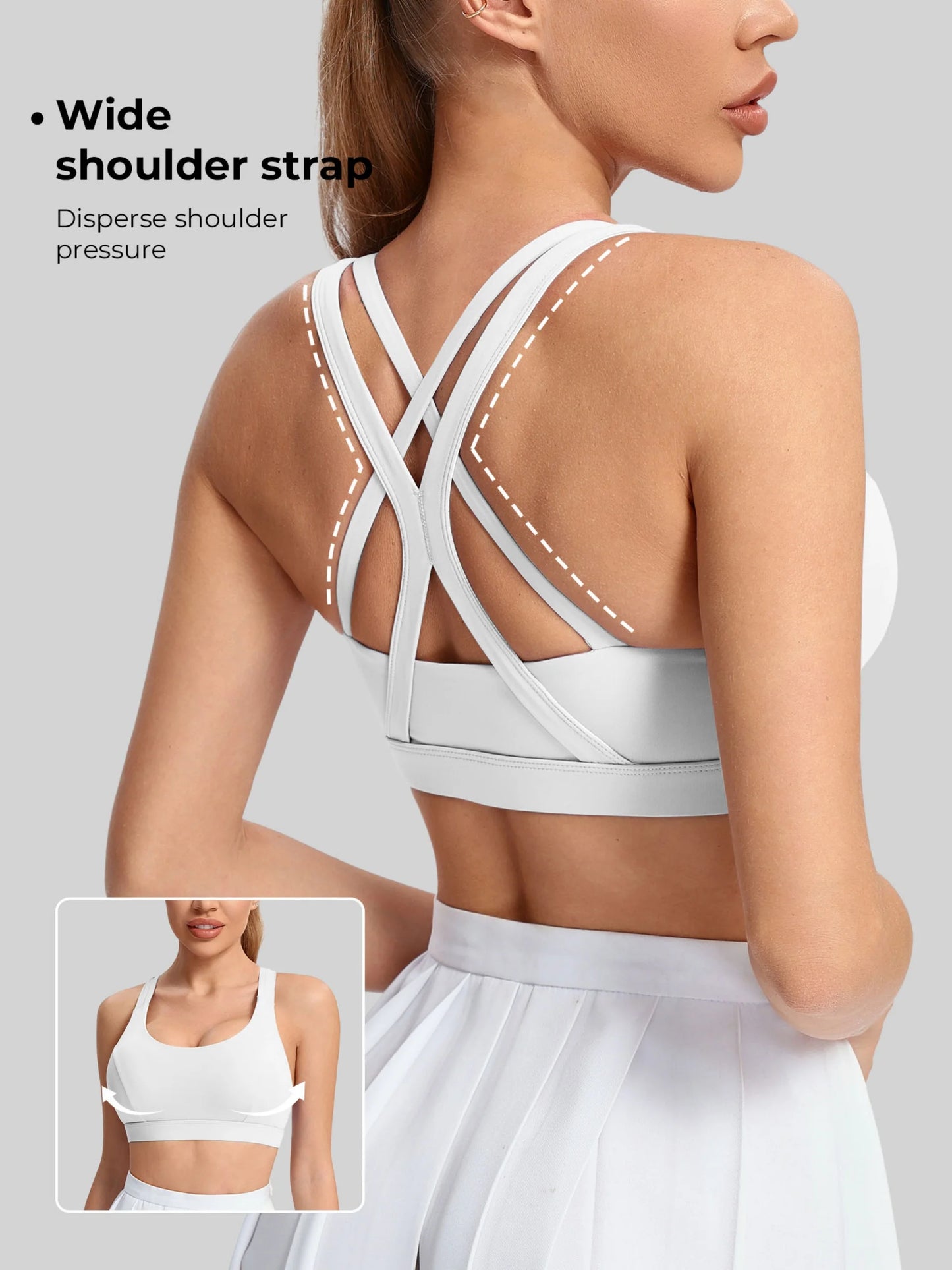 Ladies' yoga sports bra - back style, thin shoulder strap sports vest, breathable nylon blended material
