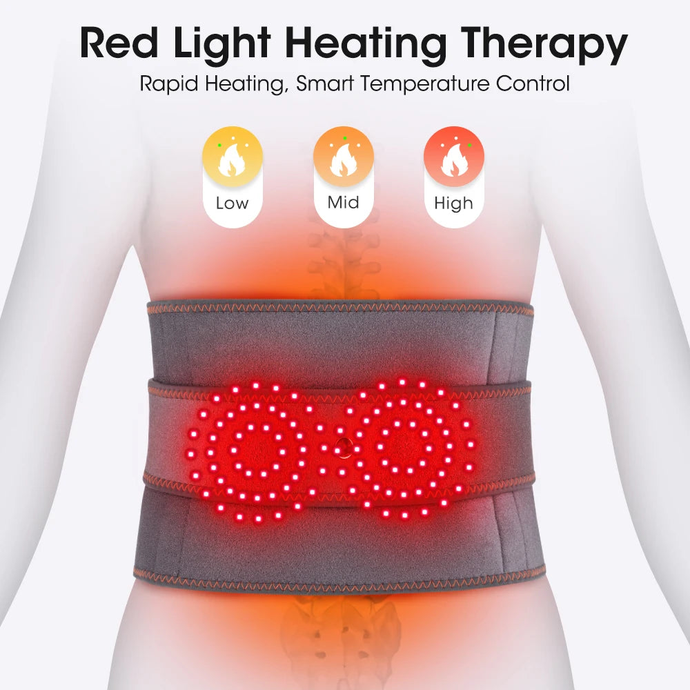 Cordless Heating Pad with Massager, Heating Pad for Back Pain Relief, Vibration Massage Heated Waist Belt Support, Portable Low Back Massager with 3 Heating Levels, Gifts for Women Men