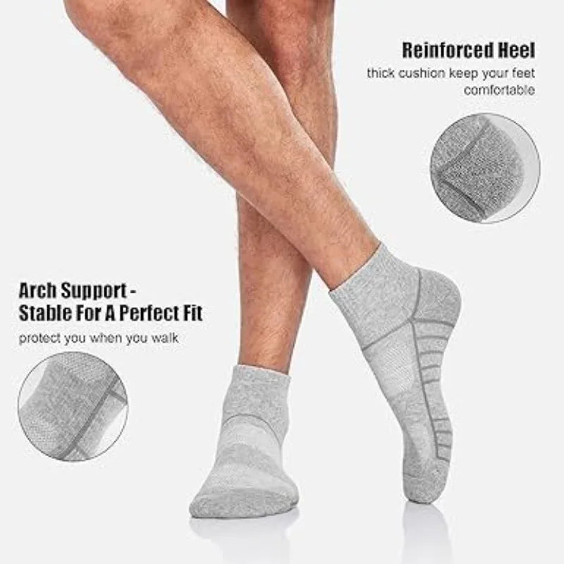 6 Pairs High Quality Men Summer Outdoor Casual Cotton Socks Short Breathable Black Ankle Socks Run Sports Socks Size 38-45