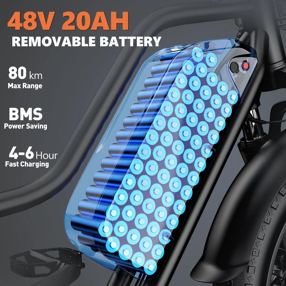 LD20 1500W Electric Bike 20x3' Fat Tire Electric Mountain Bike Electric Bicycle 48V 20AH Women's 250W Electric Road Bike