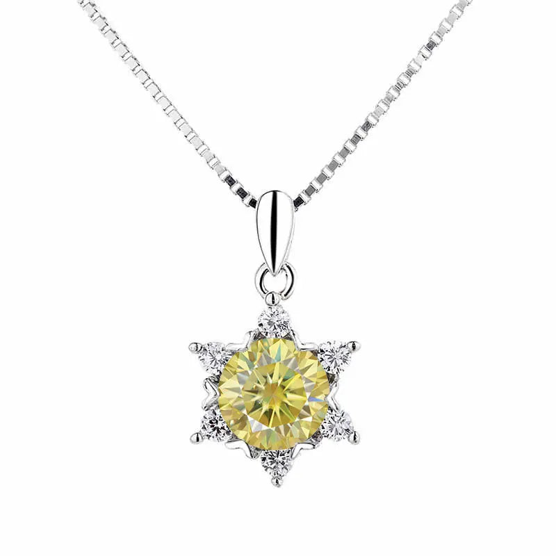 Six Pointed Star Pendant 925 Sterling Silver 1ct D Color Moissanite Pendant Necklace for Women Sparkliang Wedding Party Jewelry