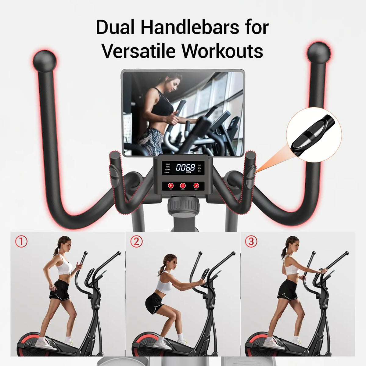 Elliptical Exercise Machine with 16 Levels Resistance, Hyper-Silent Magnetic Elliptical Machine for Home with 16", Customized