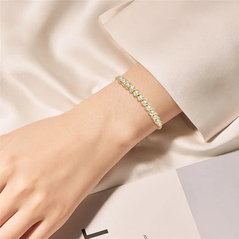 18K Gold Plated D1.20CT Moissanite Diamond Bracelet Original 925 Sterling Silver Engagement Wedding Fine Jewelry for Women