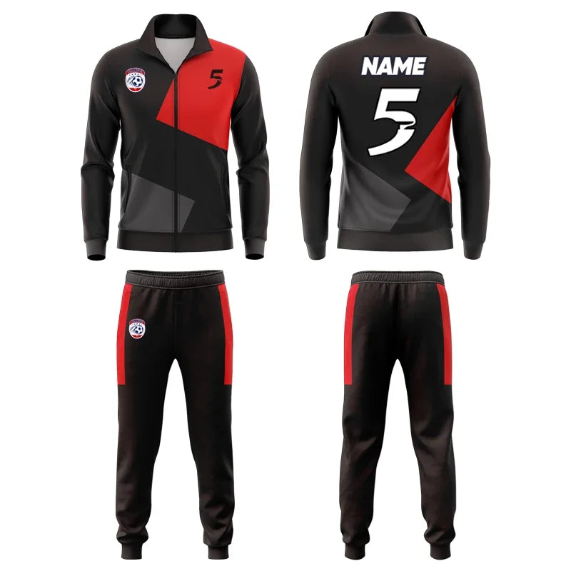 Custom Polyester Football Tracksuit Set Winter Plus Size Outdoor Jacket Sportswear Club Team Training Soccer Tracksuit For Men