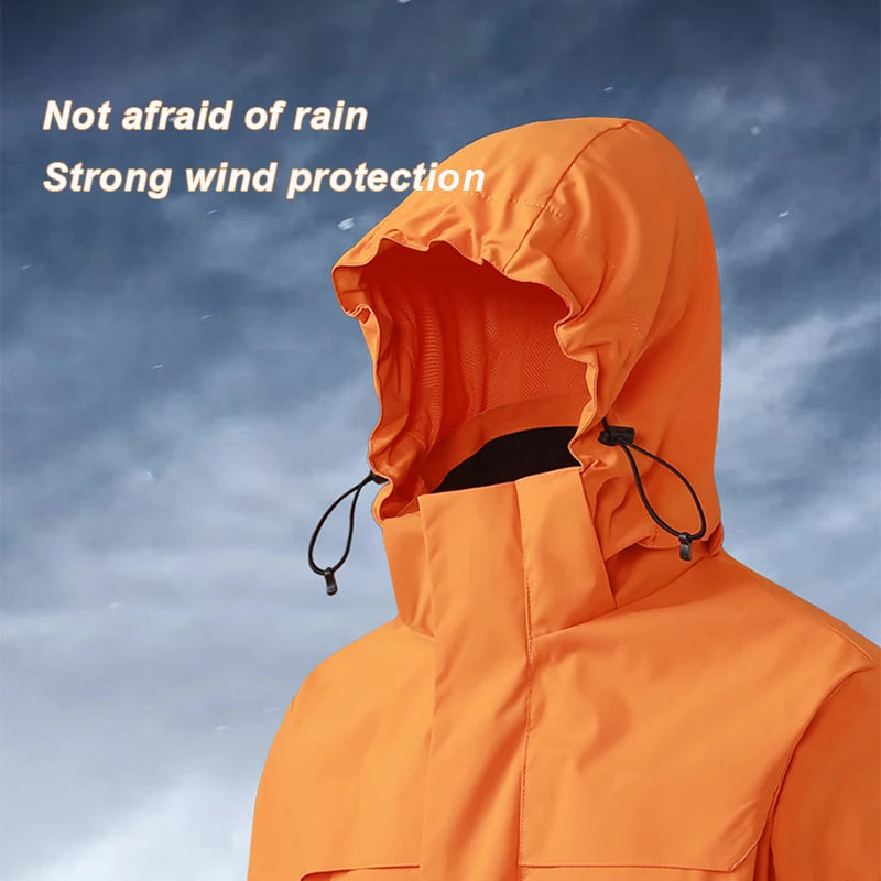 Spring And Autumn Outdoor Single-Flush Water-Repellent Casual Sportswear Hooded Loose Jacket With Removable Hood Loose Jacket