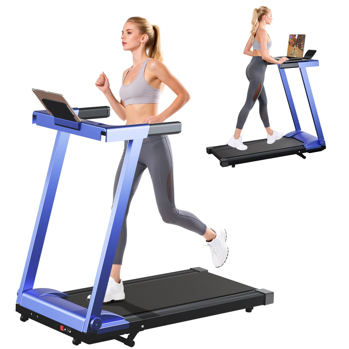 4in1 Treadmills for Home with Incline Foldable Handles Treadmill 300LBS Capacity 3.0HP 7.5MPH Folding Running Treadmill Exercise
