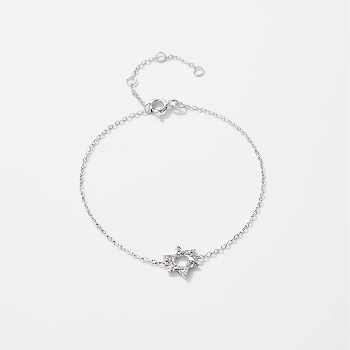 Women 925 Sterling Silver Star Of David Bracelet CZ Zircon 2025 Wedding Anniversary Fine Luxury Daily Jewelry Gift