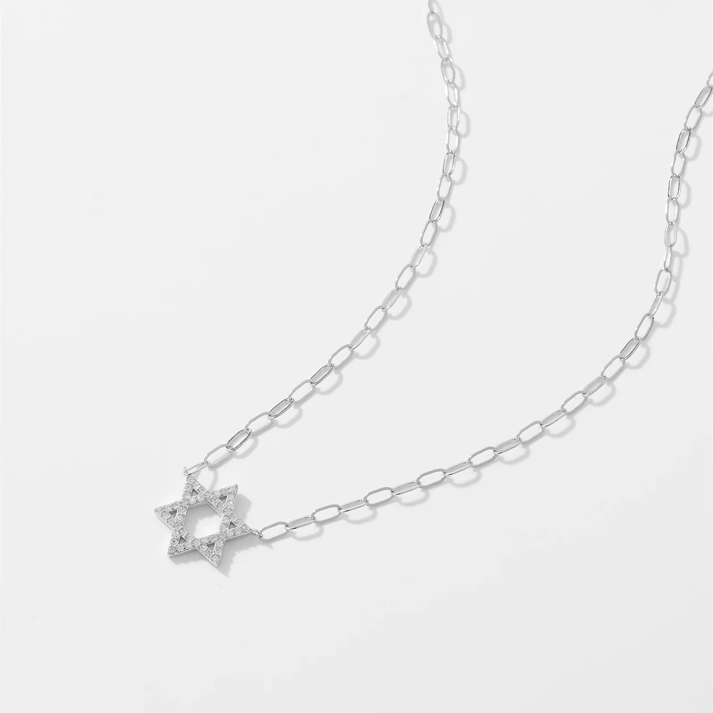 Women 925 Sterling Silver Star Of David CZ Pave Zircon Pendant Necklace with Horoscope Chain 2026 Luxury Wedding Jewelry