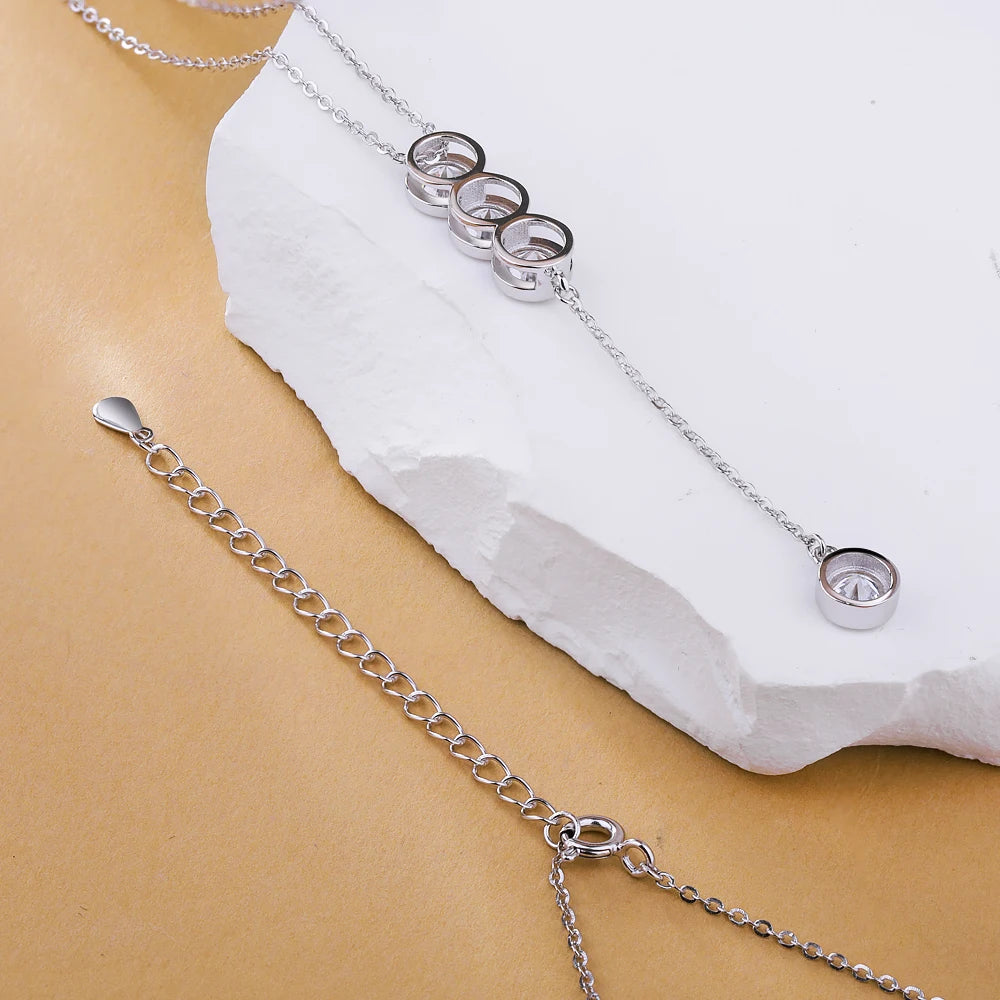 3mm/5mm Moissanite Pendant Necklaces for Women 925 Sterling Silver 4 Stones Long Tassels Bubble Clavicular Chain Party Jewelry