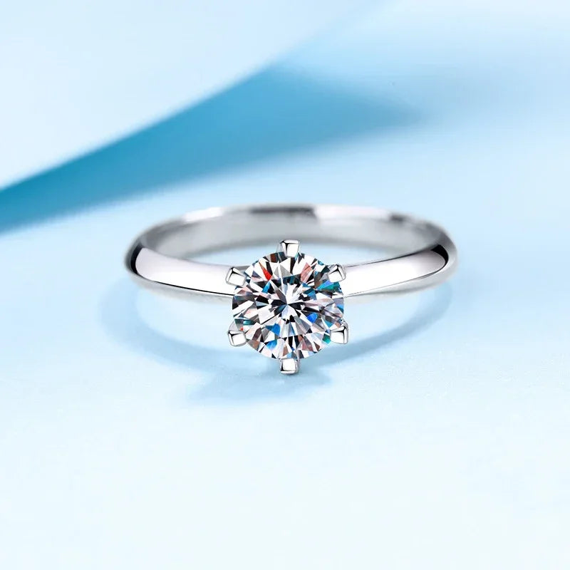 Tezzc 1-3CT VVS1 Moissanite Rings for Women Engagement Wedding Promise Solitaire Band With Certificate S925 Sterling Silver Ring