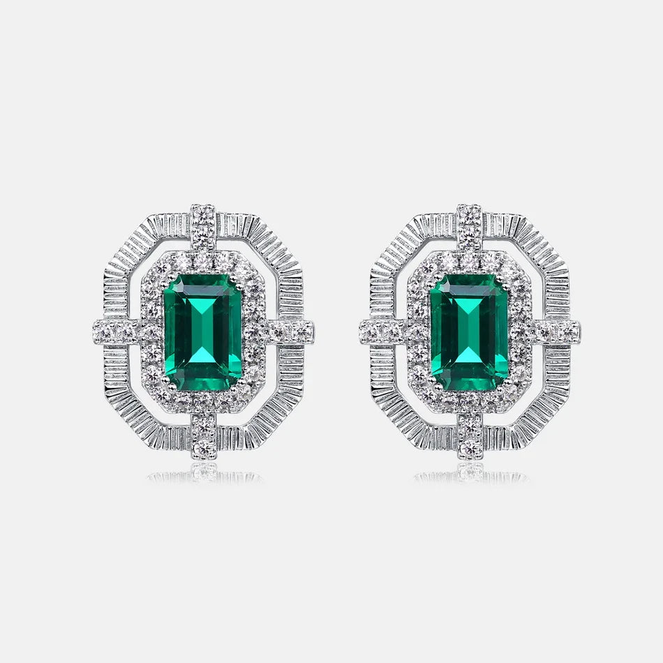 925 Sterling Silver Stud Earring 4*6mm Lab Created Emerald Classic Anniversary Gifts Fine Jewelry May Birthstone