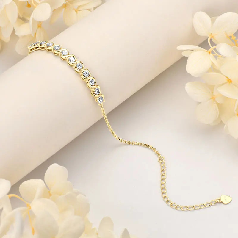 18K Gold Plated D1.20CT Moissanite Diamond Bracelet Original 925 Sterling Silver Engagement Wedding Fine Jewelry for Women