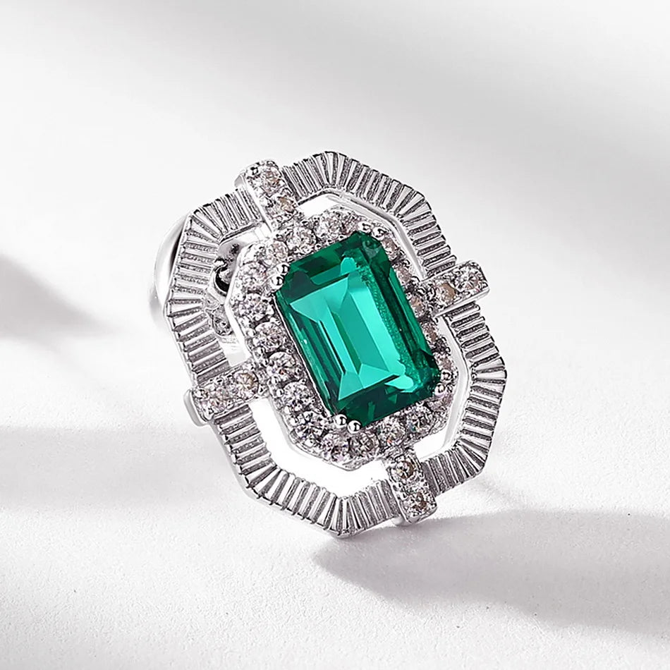 925 Sterling Silver Stud Earring 4*6mm Lab Created Emerald Classic Anniversary Gifts Fine Jewelry May Birthstone