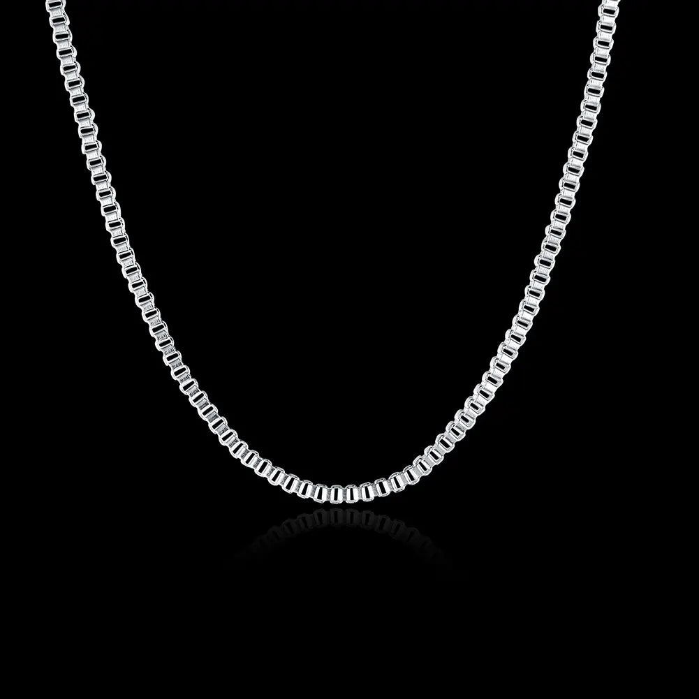 925 Sterling Silver Necklace 16/18/20/22/24 inches fine 1.5MM Box chain For Women top quality Fashion Jewelry Birthday Gifts