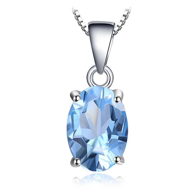 Natural Garnet Amethyst Citrine Peridot Blue Topaz 925 Sterling Silver Pendant Necklace Gemstone Jewelry No Chain