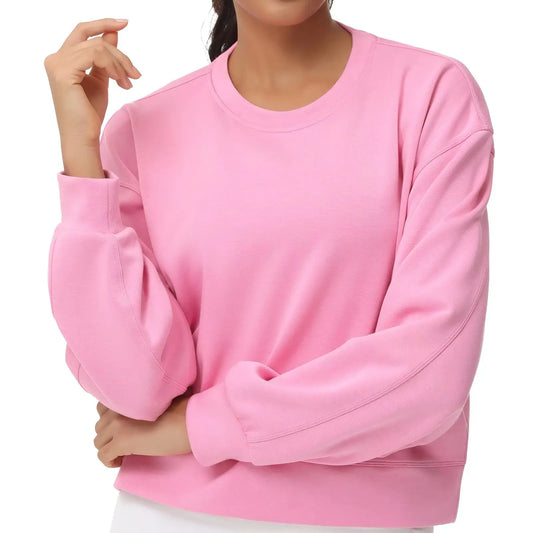Women's Crewneck Cropped Pullover Sweatshirt Cute Basic Long Sleeves Workout Tops