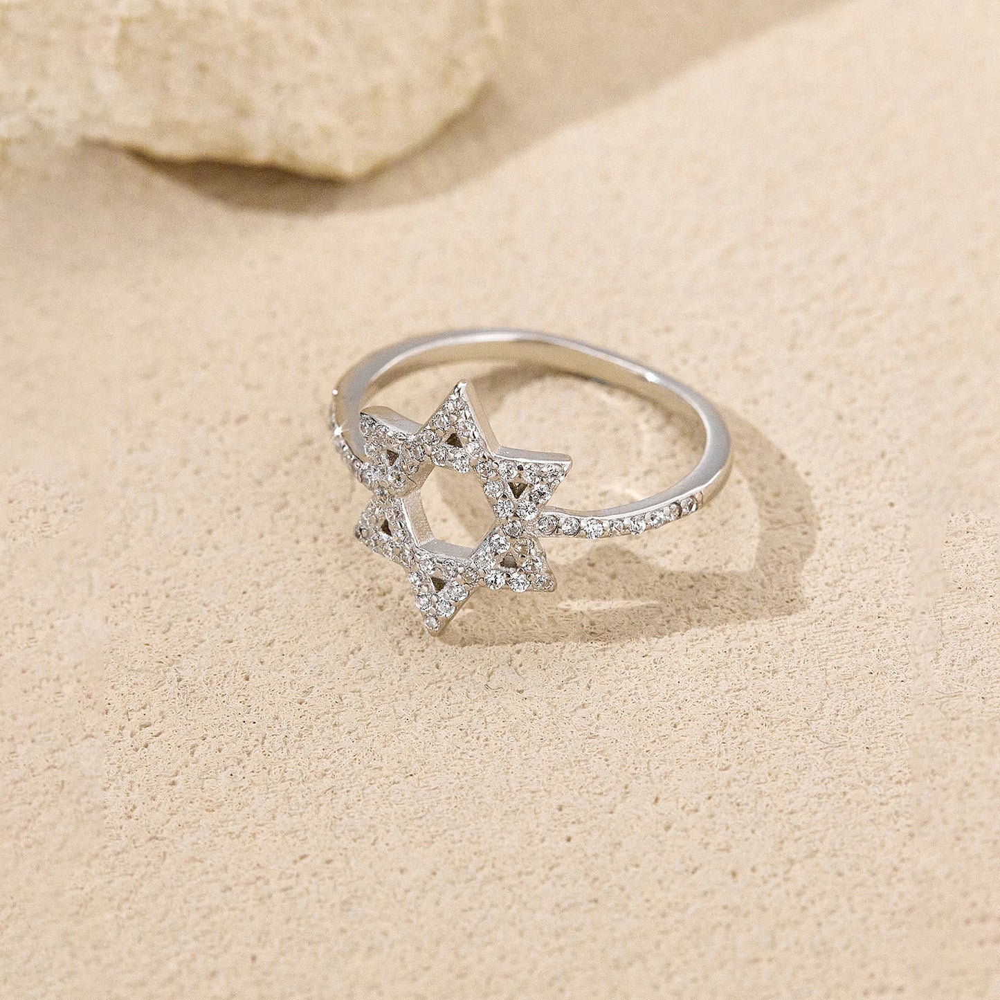 925 Sterling Silver Star of David Ring Pave CZ Dazzling Zircon Design 2025 Fine Elegant Jewelry for Party/Daily