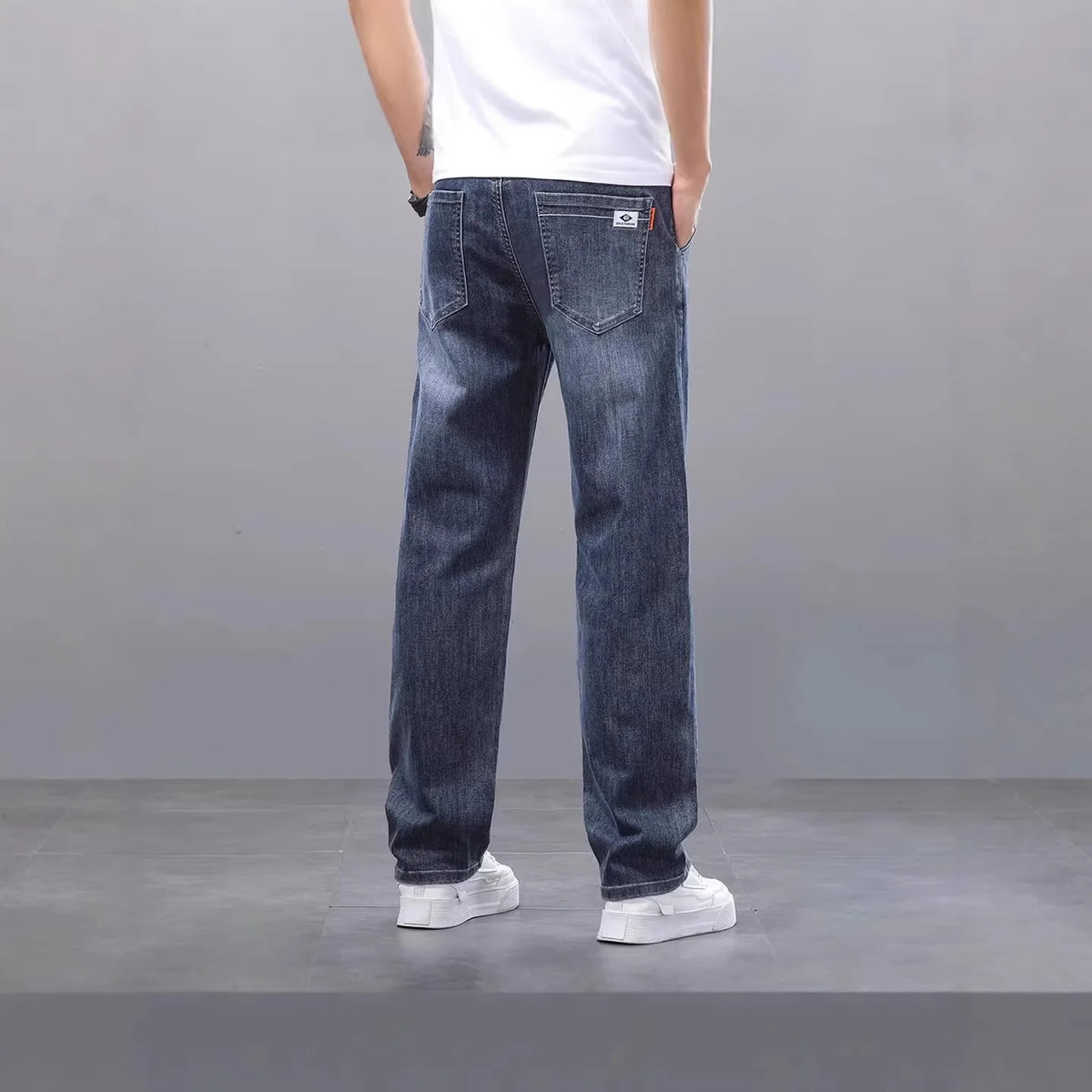 2026 Brand Spring Autumn Slim Men's Jeans Casual Breathable Cotton Fabric Stretch Denim Pants Blue Trousers Male Plus Size