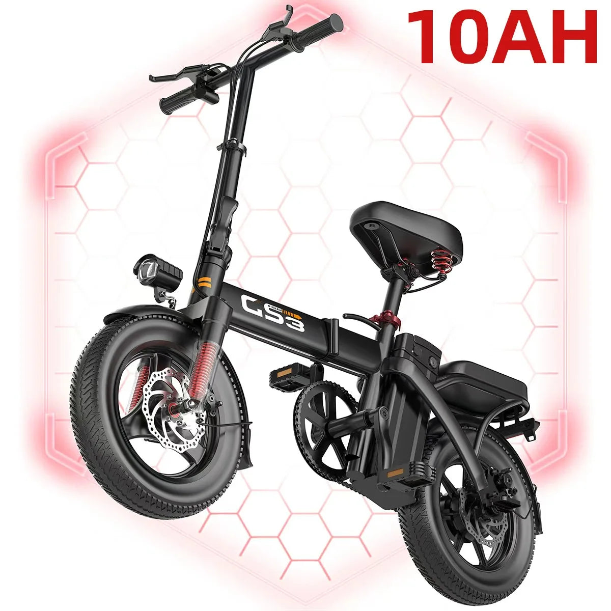 GS3 14inch Lightweight Folding Electric Bike for Adults 48V 15AH 500W Motor Electric Bicycle 25KM/H Max Speed City Style E-bike