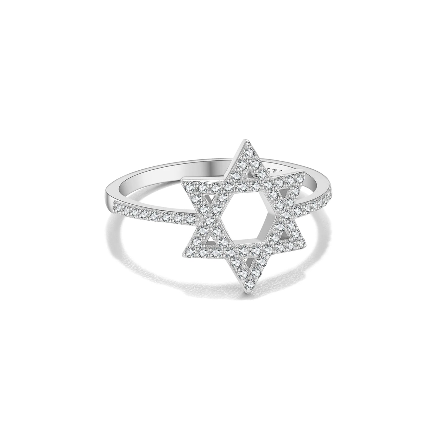 925 Sterling Silver Star of David Ring Pave CZ Dazzling Zircon Design 2025 Fine Elegant Jewelry for Party/Daily