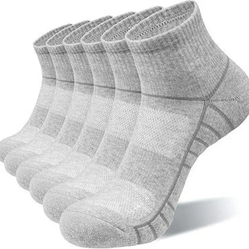 6 Pairs High Quality Men Summer Outdoor Casual Cotton Socks Short Breathable Black Ankle Socks Run Sports Socks Size 38-45